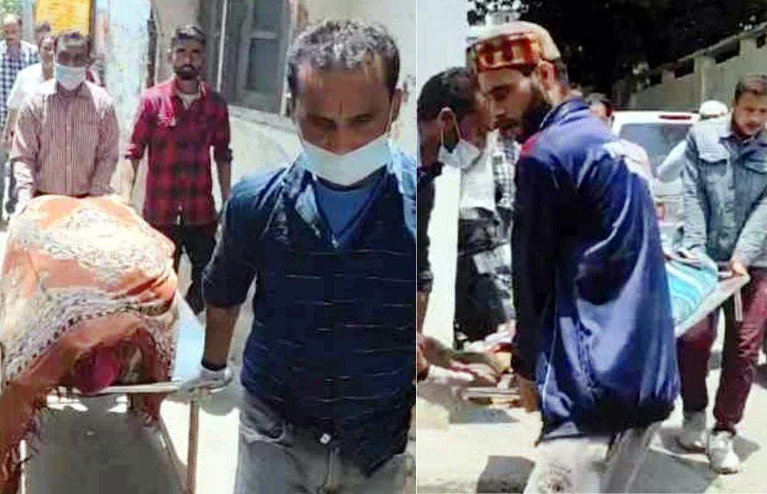 जिला चिकित्सालय में पिता-पुत्री को उपचार के लिये ले जाते चिकित्सा कर्मी। जिला चिकित्सालय में पिता-पुत्री को उपचार के लिये ले जाते चिकित्सा कर्मी।