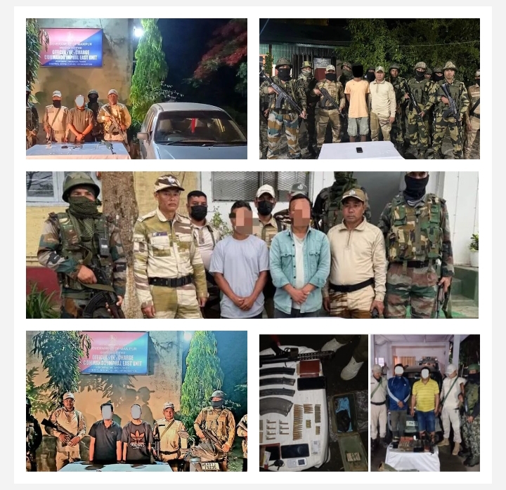 मणिपुर में सात उग्रवादी गिरफ्तार, भारी मात्रा में अत्याधुनिक हथियार जब्त