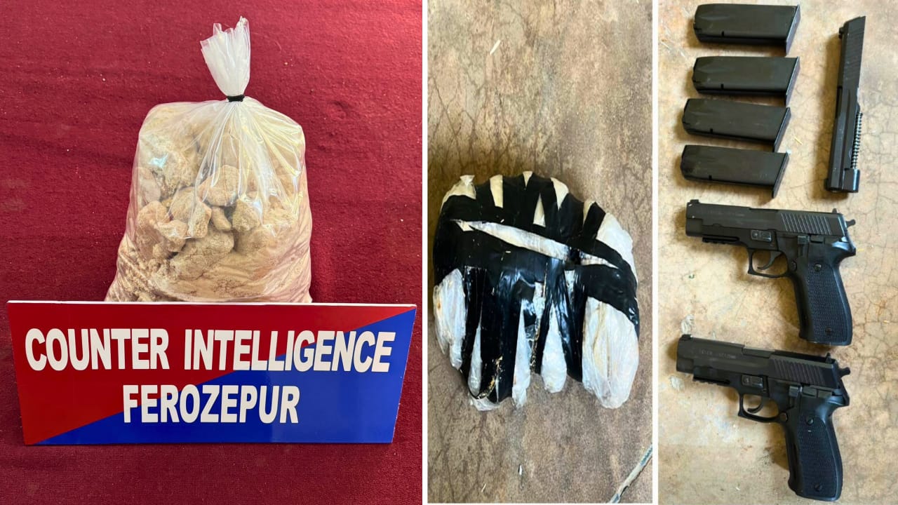 पंजाब पुलिस ने सीमा पार से आई पांच किलो हेरोइन एवं हथियारों समेत तीन को पकड़ा