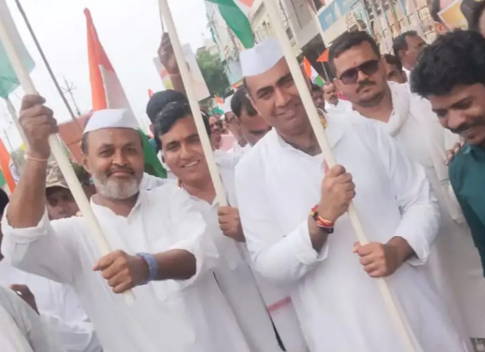 राजगढ़ःकांग्रेस ने निकाली जयहिंद यात्रा, गांधी परिवार की शहादत को किया याद