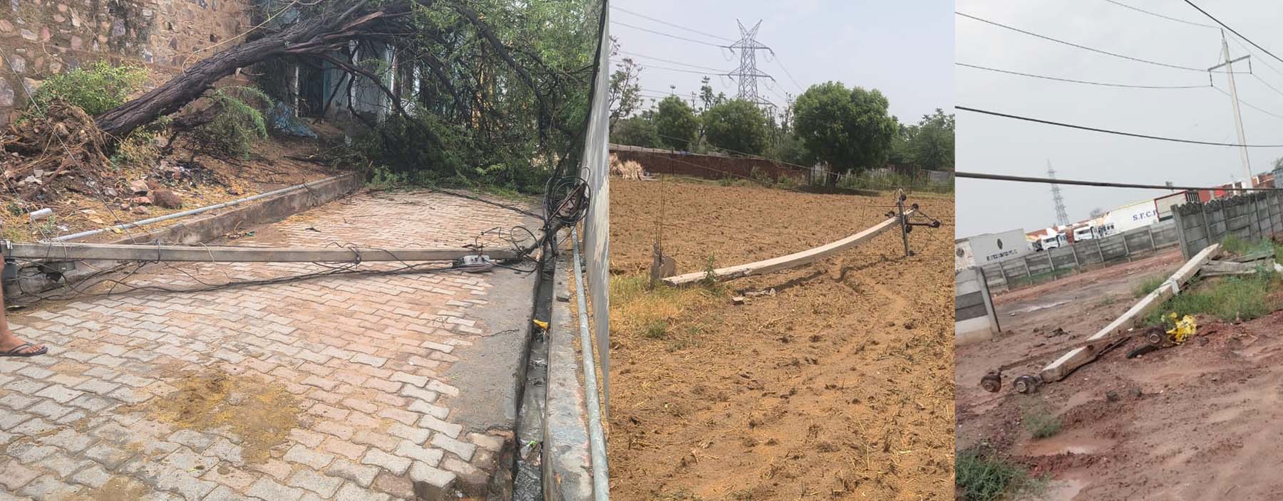 गुरुग्राम: तेज आंधी से सोहना क्षेत्र में 55 खंभे व कई ट्रांसफार्मर टूटे