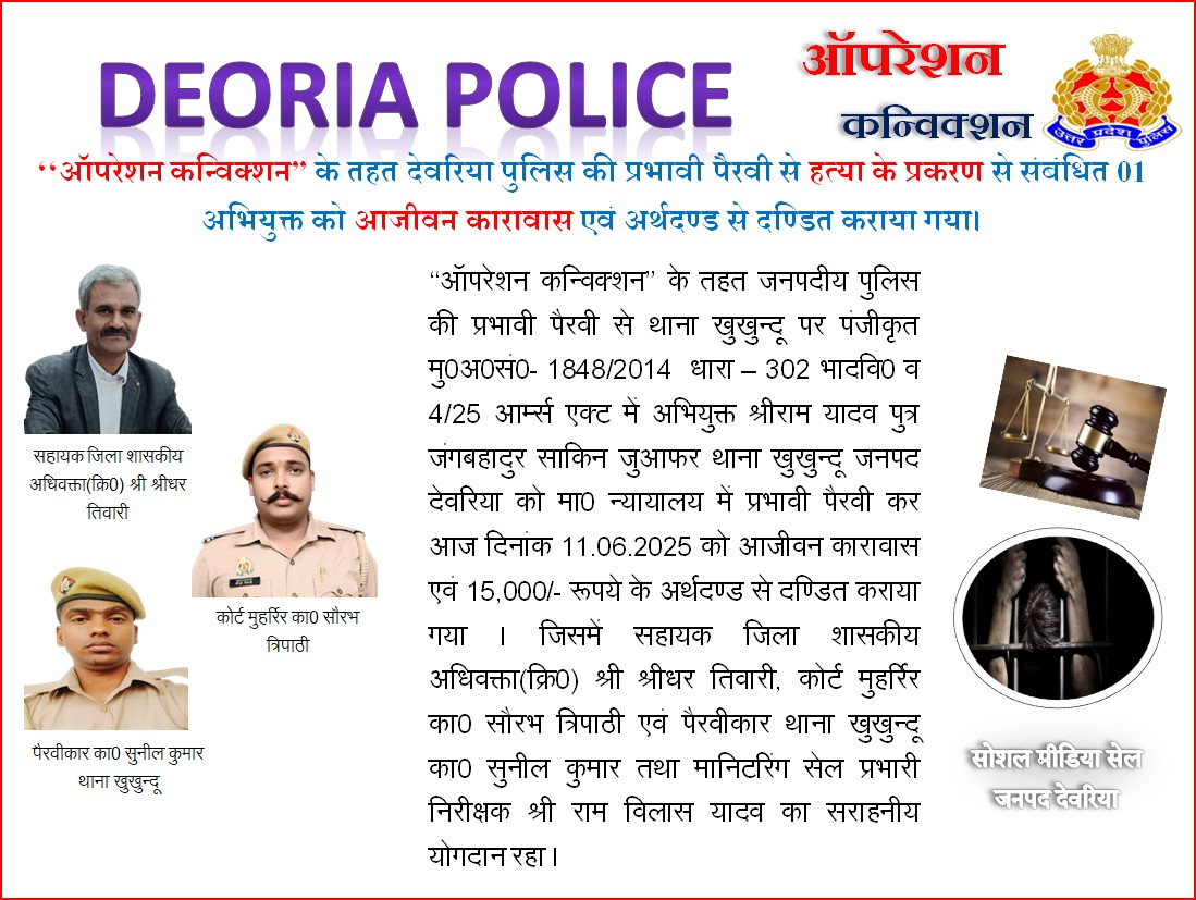 हत्या के दाेषी काे आजीवन कारावास एवं 15 हजार रूपये का अर्थदण्ड