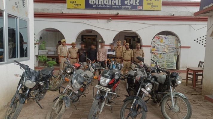 वाहन चाेर गिराेह के चार बदमाश गिरफ्तार, 10 मोटर साइकिल बरामद