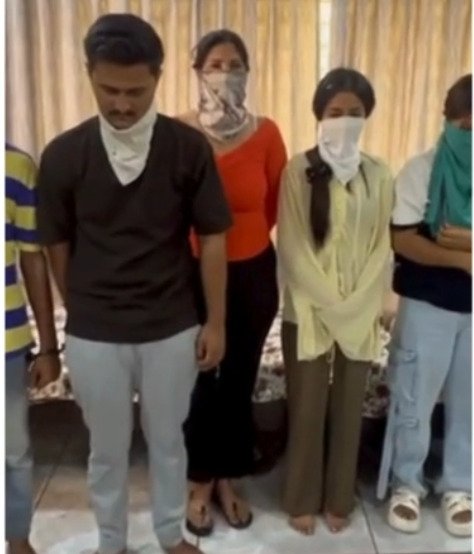 एयरपोर्ट के सामने बंगले में चल रही ड्रग्स और शराब की रेव पार्टी, 4 युवतियों समेत 7 गिरफ्तार